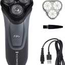 Remington R4 Style Series Rotary Shaver for Men, Flexing Technology and Sensitive Skin Comfort, Rechargeable Wet or Dry Electric Razor with Graphite Coating, Pop Up Trimmer, and Stubble Attachment (1 Count (Pack of 1), Black)
