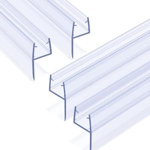 Shower Door Side Seal Strip 4 Pack x 39 Inch H for 3/8" Thick Glass Frameless Shower Door Bottom Seal Strip Door Sweep Ultra Clear Rubber Shower Door Leak Guard