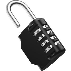 Puroma Combination Lock 4 Digit Waterproof Locker Locks Secure Outdoor Padlock for Gym Lockers, Toolboxes, Gates, Fences, Storage, Sports Locker, Cabinets (Black)