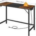 HOOBRO Computer Desk, Home Office Desk with Power Outlet, Modern Study Writing Desk with 3 Hooks for Study Room, Home Office, Sturdy and Stable, Easy to Assemble, Rustic Brown and Black BF41UDN01, 39.3"W x 15.7"D x 30.3"H