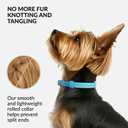 CollarDirect Reflective Rolled Leather Dog Collar, Soft Padded Round Puppy Collar, Handmade Genuine Leather Collar Dog Small Large Cat Collars (15-19 Inch, Light Blue)