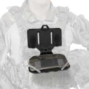 Qavctw Tactical molle Phone Holder Mount Plate Carrier Vest Attachments, Foldable Universal Tactical Chest Plate Carrier Phone Holder Mount for Screen Size 4.7-6.7 (black)