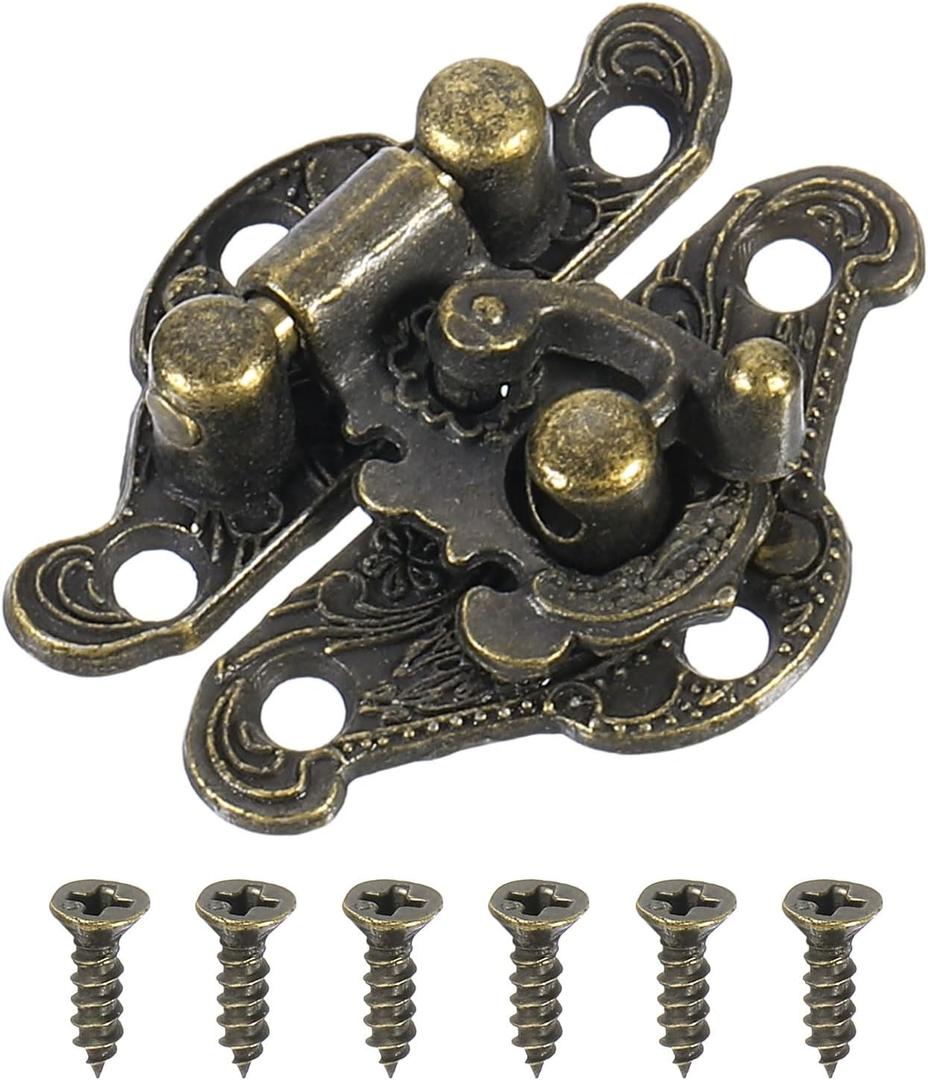 uxcell Hasp Clasp Latch Lock, 28 x 23mm Decorative Retro Toggle Latch Zinc Alloy Hasp Lock for Jewelry Box Craft Box Gift Box Wooden Case, Bronze