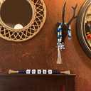 2 Pieces Ocean Letter Block Bead Garland with Tassels Wood Bathroom DecorBlue Nautical Marine Beach Rope Beads Garland Farmhouse Decoration Tiered Tray Table Decor Set