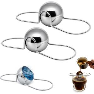 2 Pack Espresso Cooling Stones, Cold Espresso Ball & Espresso Steel Ball Design, Fast Cooling No Dilution Coffee Chilling Cubes, 304 Stainless Steel Reusable, for Iced Espresso & Nespresso