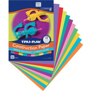 Tru-Ray Construction Paper, 10 Vibrant Colors, 9" x 12", 50 Sheets (Bright Color Assortment)