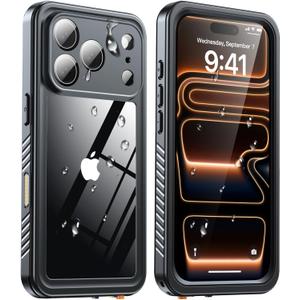 ANTSHARE for iPhone 17 Pro Case, IP68 Waterproof Shockproof Case, [Built-in Screen Protector] - 12 FT Military Dropproof - Full Body Heavy Duty Rugged Phone Cover 6.3 inches - Black/Clear