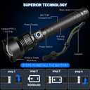 Cinlinso Flashlights High Lumens Rechargeable, 99,000 Lumens Super Bright Led Flashlight, Flash Light with 7 Modes, IPX6 Waterproof, Handheld Powerful Flashlight for Camping, Emergencies (Black)