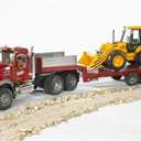Bruder Toys 02813 Mack Granite Flatbed Truck with JCB Loader Backhoe, 36.8 x 7.3 x 10.4 inches