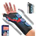 FEATOL Carpal Tunnel Wrist Brace Night Support, Thumb Spica Splint Left Hand for De Quervains Tenosynovitis, Tendonitis, Wrist Brace With Thumb Support-Small/Medium-Women & Men, Black