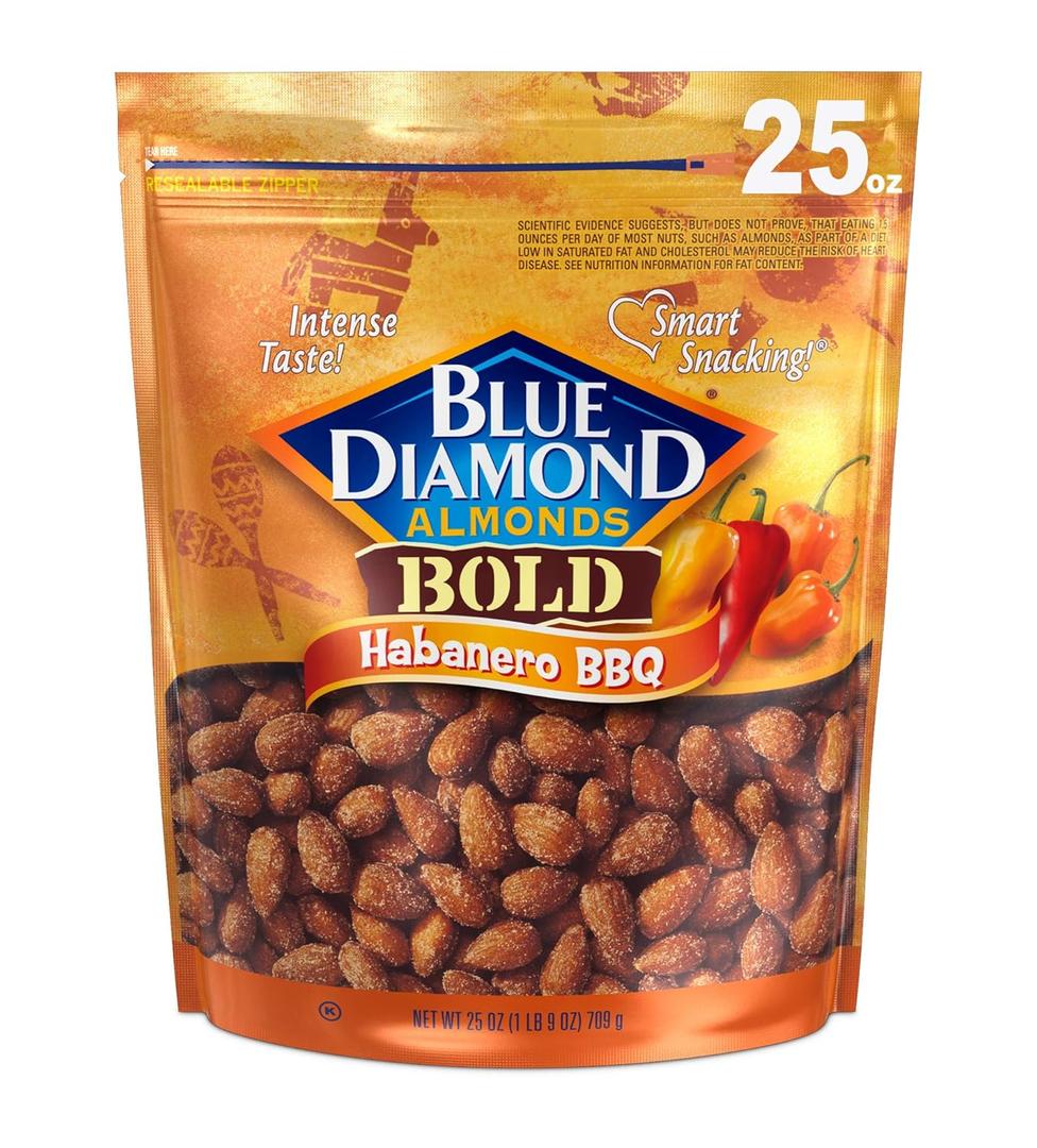 Blue Diamond Almonds Habanero BBQ Flavored Snack Nuts, 25 Oz Resealable Bag (Pack of 1) (EXP 04/03/26)