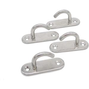 Stainless Steel Ceiling Hooks & Wall Hangers - Heavy Duty M6 Screw Mount, Rust-Proof Anchor Straps for Garage, Outdoor, Storage (4-Pack), M6 J Hook