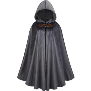 TOONRAIN Men's Adult Medieval Cloak Hoodie Retro Role Playing - Renaissance Cape Costume (31", Grey)