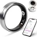 Smart Ring for Women and Men, 5ATM Waterproof Smart Rings Health Tracker with Sleep/Stress/Heart Rate/Activity Monitor, No Subscription, Smart Rings Fitness Tracker for Android iOS, Size 13, Silver