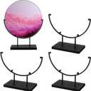 Blulu 4 PCS 10 Inch Round Metal Display Stands for Stained Glass Fused Glass Art Easel Display Stands Decorative Plate Holder for Art Panels Picture Platter Photo (Black)