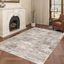 Cochyean Area Rugs 4x6 - Washable Rug for Living Room, Ultra-Thin Abstract Rug, Indoor Non-Slip Rug for Bedroom, Stain Resistant Large Area Rug, Super Soft Low Pile Rugs, Brown