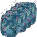 Porch Shield Patio Chair Seat Cushion Covers 4 Pack, Waterproof Cushion Slip Covers Outdoor, Replacement Covers Only, 19 x 19 x 4 Inch (Palm Leaf)