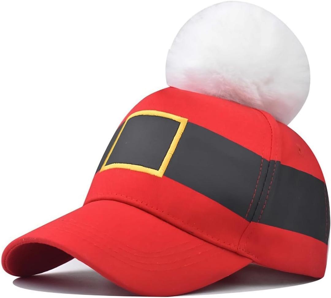 Red-Christmas-Hat Xmas-Baseball-Cap for Men-Women - Santa Adjustable Trucker Hat Unisex Holiday-Cap Winter Outdoor