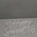 SYLHOME Happy Sweet 16 Led Neon Light Sign Happy 16th Birthday Party Backdrop Wall Sign Decor Sixteen Birthday Banner 15.75" X 10.24" USB