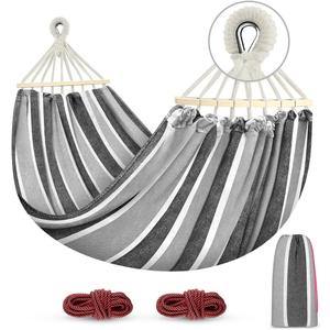 MOSFiATA Hammocks Portable Camping Hammock Upgraded 550lb Comfortable Fabric Hammock with Two Anti Roll Balance Beam and Sturdy Tree Straps for Camping, Patio, Backyard, OutdoorGrey