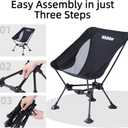 Wildhiker Ultralight Backpacking Chair Compact Camping Chairs for Adults with Pouch, Weighs 2.8 lbs with Anti-Sinking Large Feet for Beach, Hiking, Motorcycle, Travel, Festival Black