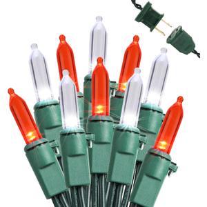 Brizled Red & White Christmas Lights, 33ft 100 LED Christmas Tree Lights, 120V UL Listed Mini String Lights Connectable, Plugin LED Xmas Lights, Indoor Christmas Lights for Outdoor Party Home Decor