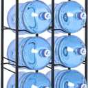 5 Gallon Water Jug Holder, Water Jug Stand with Storage Rack, 3-Tiers Water Dispenser Stand, Water Bottle Stand for Kitchen, Office, Living Room, Brown
