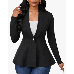 Women Casual Blazers Button Knit Lightweight Business Cardigan Jackets Blazer for Work Size M