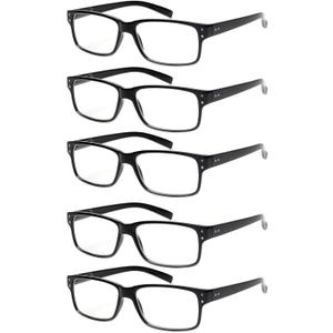 NORPERWIS Reading Glasses 5 Pairs Quality Readers Spring Hinge Glasses for Reading for Men and Women (5 Pack Black, 2.25)