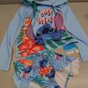 Disney Lilo & Stitch Two Piece Tankini Swimsuit Girl Long Sleeve Rashguard Bathing Suit Set UPF 50+ Beach Pool Swimwear Holiday Blue Size 8-9 Years