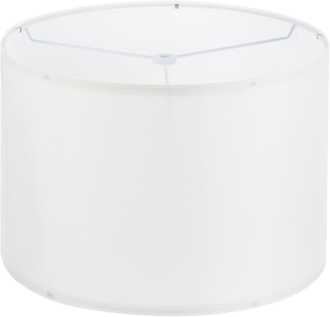 PATIKIL Drum Lamp Shades, 13"x13"x9" Linen Round Lamp Shade for Table Lamps Easy Assembly Lampshade for Table Lamps Floor Lamps Bedside, White