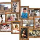J.M.Deco Picture Frames Collage 12-Opening Reunion Friends Family Memory Photo Frames for Wall Decor Photo Frame Selfie Gallery Puzzle Collage Wall Hanging for 4x6 Photo, Brown