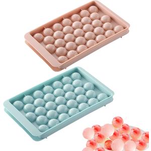 Ice Cube Trays, Ice Cube Tray with lid, Round Ice Cube Tray 33 Total 66 Cubes per Tray for Cocktail, Whiskey, Chocolate, BPA Free