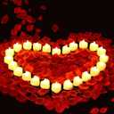 2000PCS Silk Rose Petals with 24 LED Tea Lights Candles, Romantic Night Decoration Set, Romantic Valentine, Wedding Anniversary, Send her and him Memories (Red)
