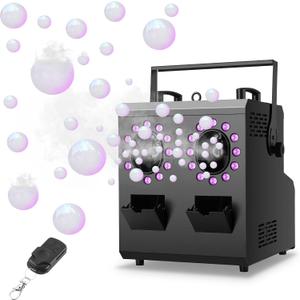 Fog Bubble Machine,1500W 3IN1 Smoke Bubble Machine with 24LEDs RGBW 4IN1 Lighting Effect Remote Control Timer Settings DMX512 for Halloween Birthday Parties Wedding Show Festival Stage