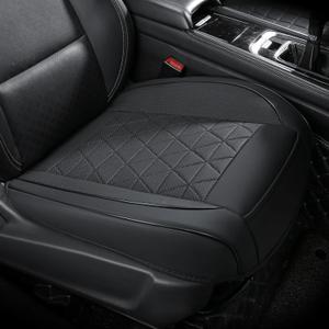 Leather Front Car Seat Cover - Bottom Car Seat Covers Fully Wrapped, Non-Slip, Luxury Appearance and Comfort, Fits Most Vehicles, 1 Pack, Black