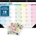 DESEN 2026-2027 Desk Calendar - Covers Jan 2026-Jun 2027, 17"x12" Large Size | PET Waterproof Erasable 1st Page, Daily Countdown & Holidays | 4 Creative Stickers | Home Office School Teacher Gift