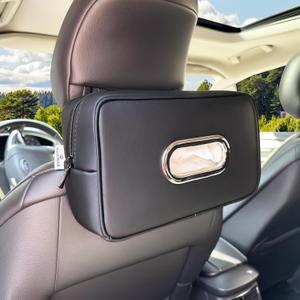 Noaman Upgraded Large Car Tissue Holder Premium PU Leather Tissues Box Cover Backseat Rectangular Napkin Holder for Car Fits for 120 Standard Kleenex Tissues Box for Car Organization Accessories Black