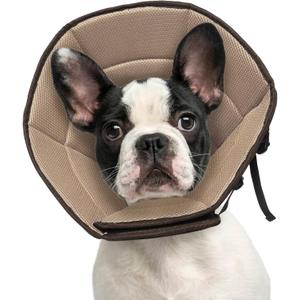 Dog Cone Collar M, Soft Cones for Large Medium Small Dogs,Adjustable Dog Cone Alternative to Stop Licking, Comfy Elizabethan Collar for After Surgery Wound Healing & Hot Spots Brown