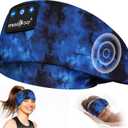MUSICOZY Sleep Headphones Bluetooth 5.4 Headband, Wireless Earphones Sweat Resistant Earbuds with Ultra-Thin HD Stereo Speaker for Workout Running(Tie-dye Blue)