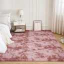Litanika 8x10 Shag Area Rug for Living Room Bedroom, Tie-Dyed Dusty Pink High Pile Soft Plush Shaggy Furry Bedside Playroom Dorm Carpet, Non-Slip, Non-Shedding Modern Indoor Floor Rug