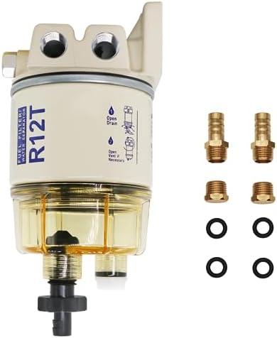 DZFST.FI R12T Fuel Filter Water Separator Spin-on Marine R12T Filter Complete Kit for Diesel Engine & Gasoline Engine Replaces# S3240 R12T 120AT 18-7987 NPT ZG1/4-19