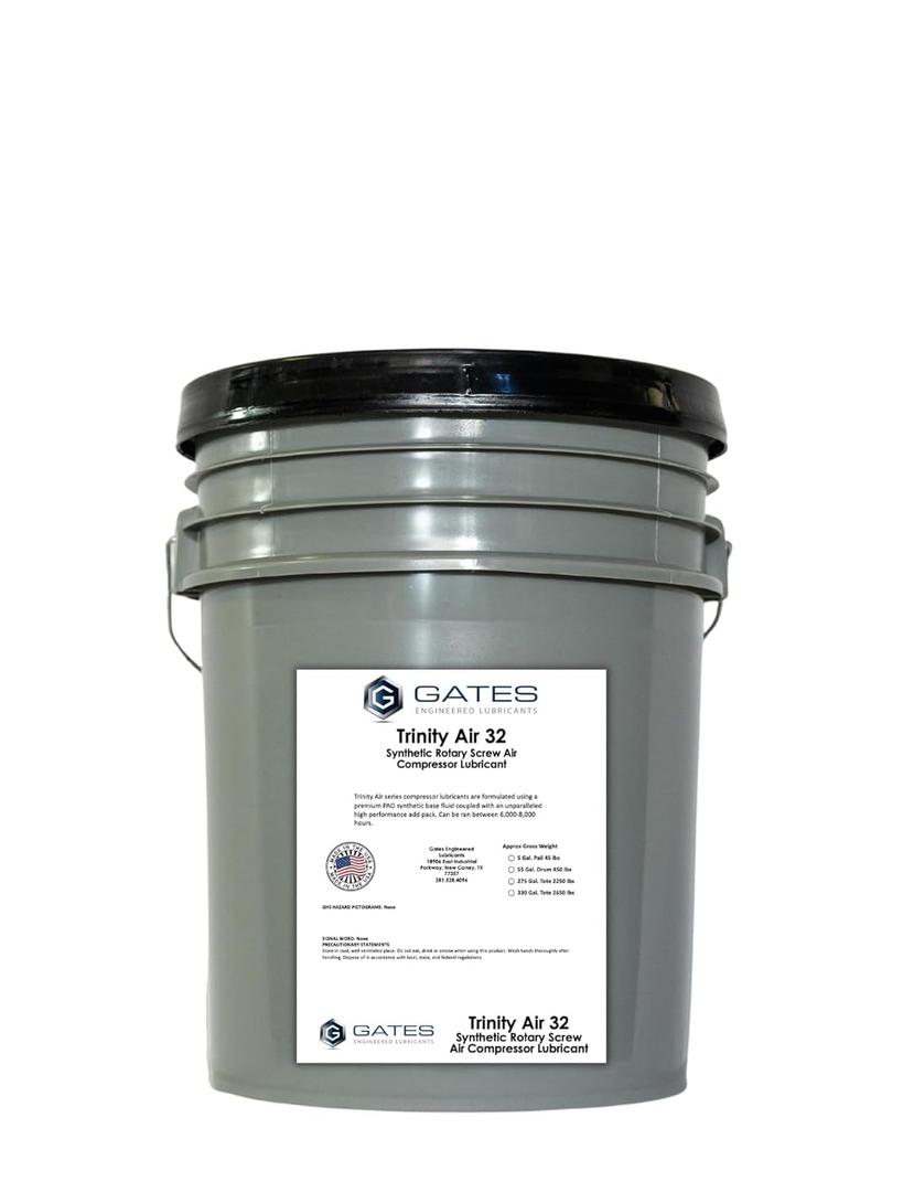 Gates Engineered Lubricants- Trinity Air 32- Synthetic Rotary Screw Air Compressor Oil - 5 Gallon Bucket