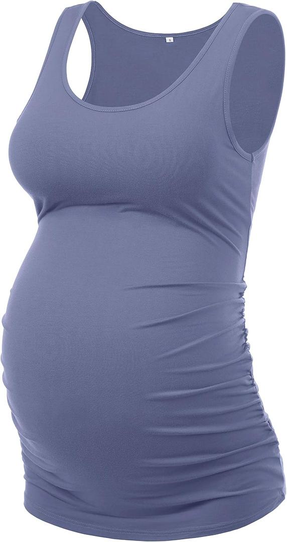Maternity Shirts Maternity Shirts for Women Maternity Tank Top Maternity Workout Tops (Purple Grey, XXXL)