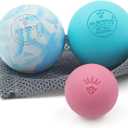 KSONE Massage Lacrosse Balls -Massage Balls for Myofacial Release&Trigger Point Therapy-Set of 2-Hard Lacrosse Massage Ball &Soft Massage Ball with one mini Ball (Multi Blue)