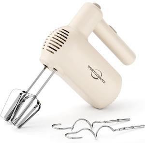 Hand Mixer, 5-Speed Mixer Electric Handheld with Turbo Ultra Power, 4 Stainless Steel Accessories Whipping Egg Cream, Small Hand Mixer for Baking Cake, Gifts for Women Mother (White)
