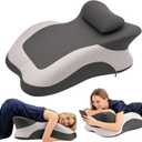Memory Foam Ergonomic Wedge Pillow, Squat Pillow, Prone Pillow for Sleeping, Reading Pillow for Bed, Ideal for Massage, with Removable Cover, Back Support, Multi-Functional Memory Foam (Grey)
