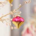 DN DECONATION 16Pcs Valentine's Day Heart Ornaments, Valentines Day Pink and Gold Glass Heart Baubles Ornament for Valentine's Day & Christmas Mini Tree Wedding Anniversary Party Decoration