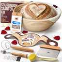 Superbaking Sourdough Starter Kit, 9" Round Banneton Bread Proofing Basket Set, Sourdough Bread Baking Supplies, Sourdough Tools with Silicone Bread Sling, Bread Making Tools, Baking Gifts