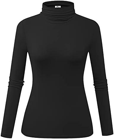 Herou Womens Long Sleeve Turtleneck Slim Fitted Lightweight Casual Active Layer Tops Shirts.S